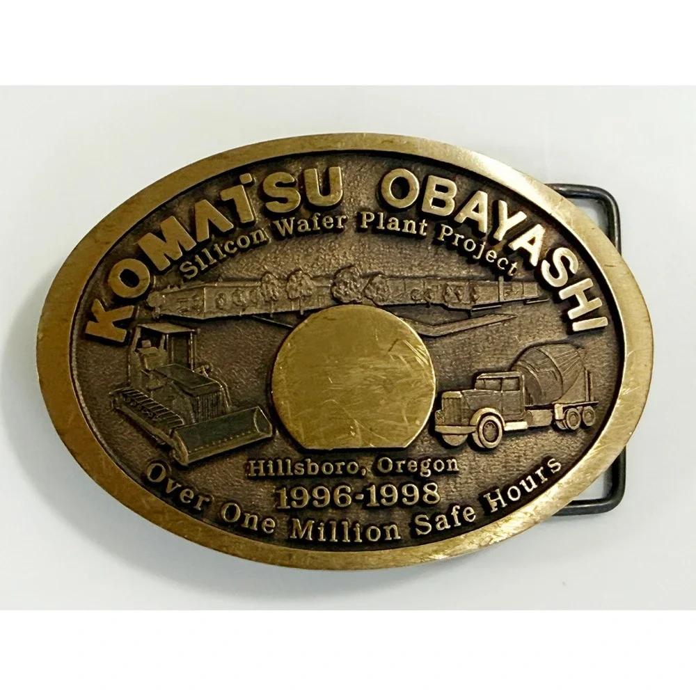 Komatsu Obayashi‎ Belt Buckle Mens Bronze Vintage 1996-1998 Hillsboro Oregon